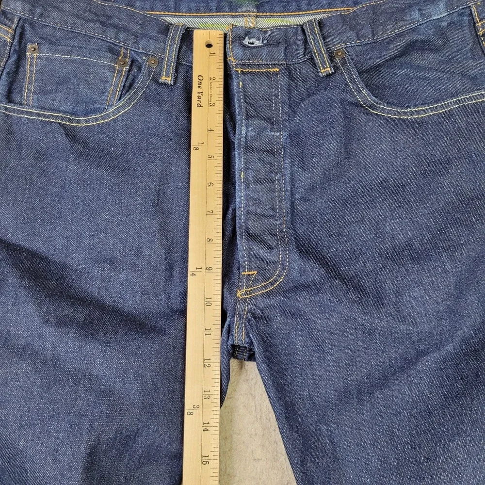 NEW Levis 501 BUTTON FLY Original Mens 38x34 Straight Dark Wash Denim Blue Jeans